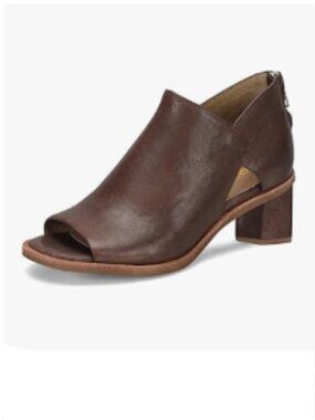 YDN Saddle Brown Peep Toe Low Chunky Block Heels Back Zipper Sandal Ankle Boots